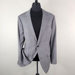 Bonobos Sport Coat Blazer Men 48L Gray Plaid Italian Marzotto Wool Prominent Fit